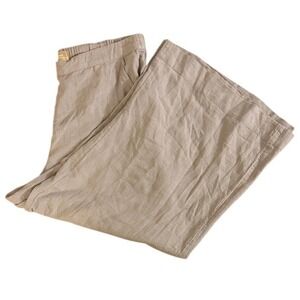 Free EST Linen Blend Wide Leg Cropped‎ Pants Womens XL TG Beige Elastic Waist